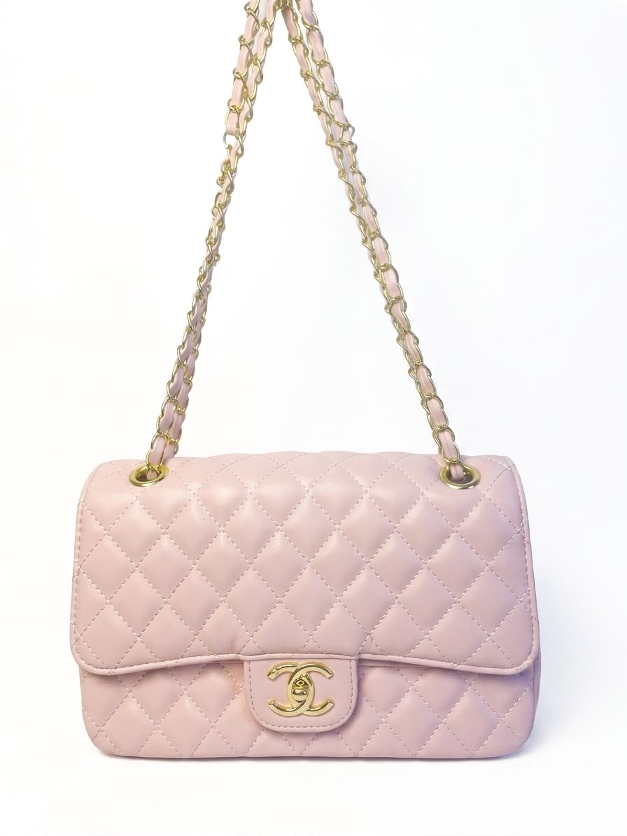 Pink chanel double flap sling